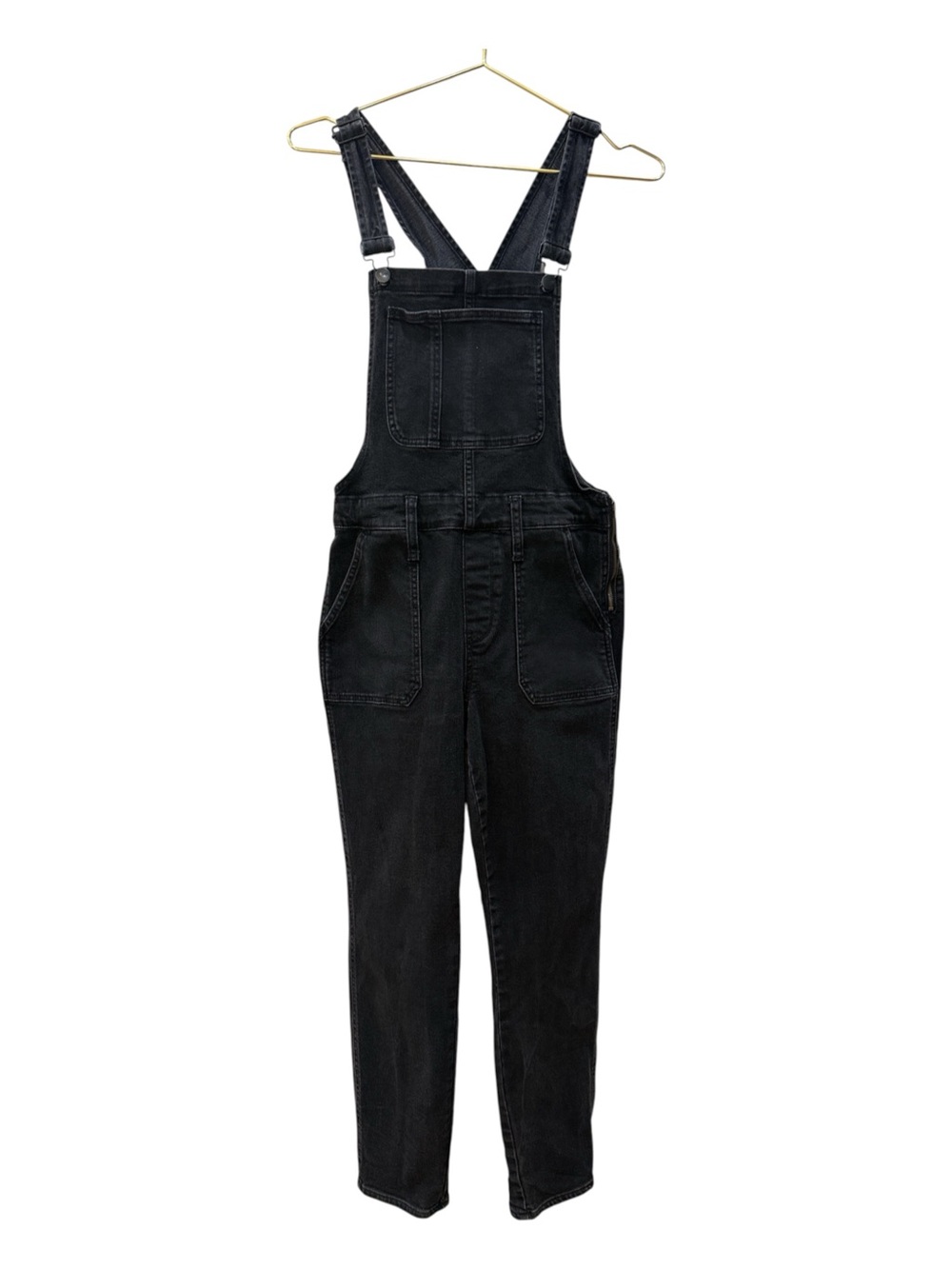 Madewell Skinny Overalls In Lunar Wash - Faded Black Denim - Size M
